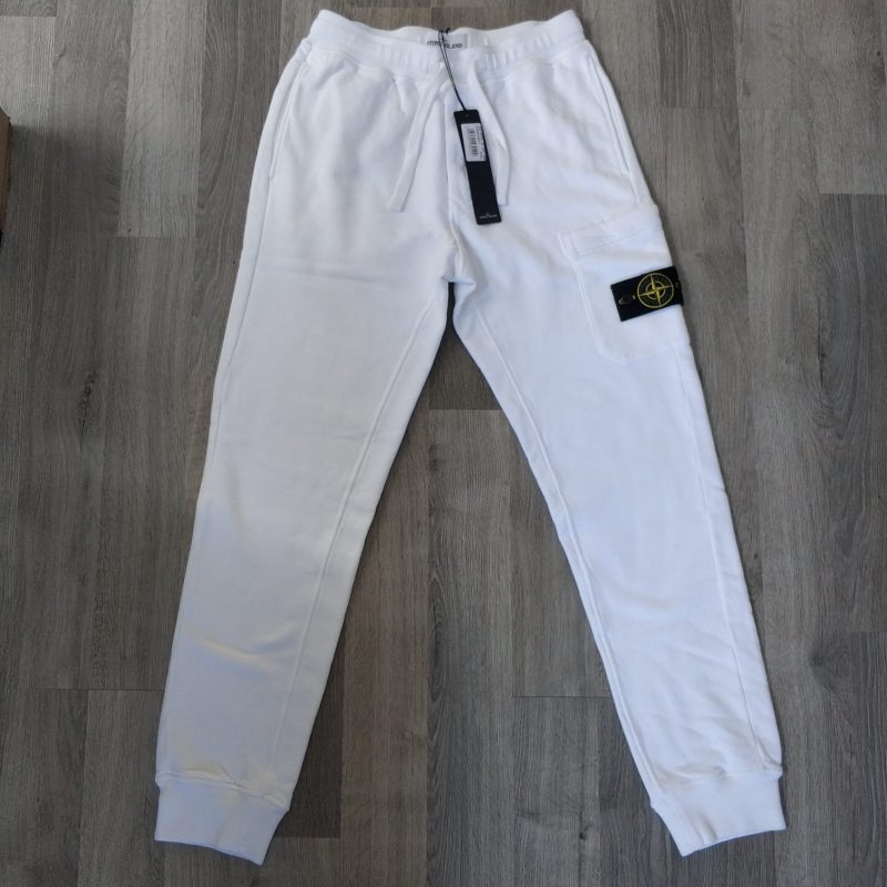 STONE ISLAND FLEECE PANTS TROUSERS WITH PATCH WHITE 12