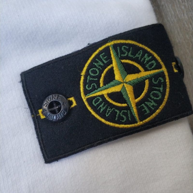 STONE ISLAND FLEECE PANTS TROUSERS WITH PATCH WHITE 4 scaled