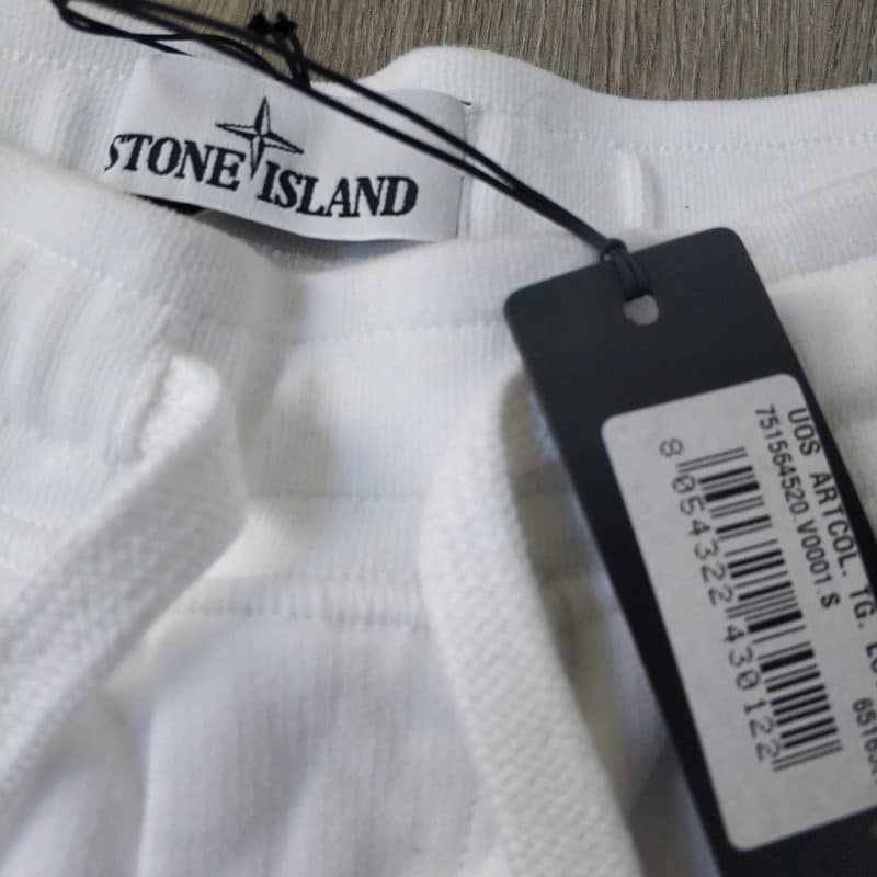 STONE ISLAND FLEECE PANTS TROUSERS WITH PATCH WHITE 5 scaled